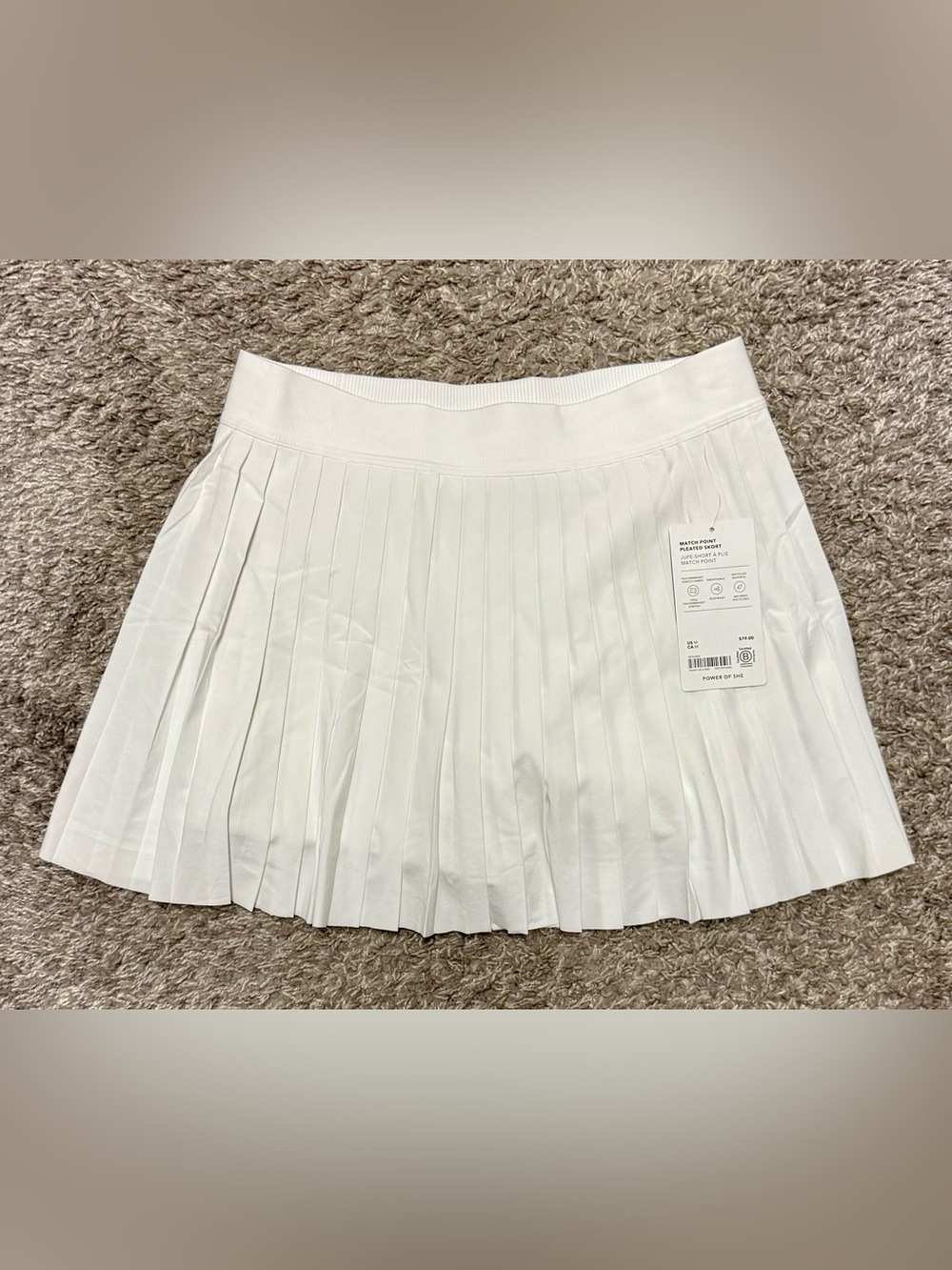 NWT Athleta Match Point Pleated Skort, White, Size M